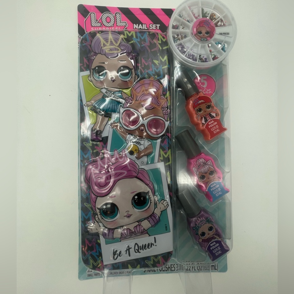 Lol Surprise 5pc Nail Polish, Diamonds, Tin Set "Be A Queen" NEW.